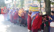 Dzongda and relevant officials from Dzongkhag administration, Regional Heads, DT Thrizin and Gups attended the program. Hundreds of people gathered along the way to receive blessings from the sacred relics and Sangha.